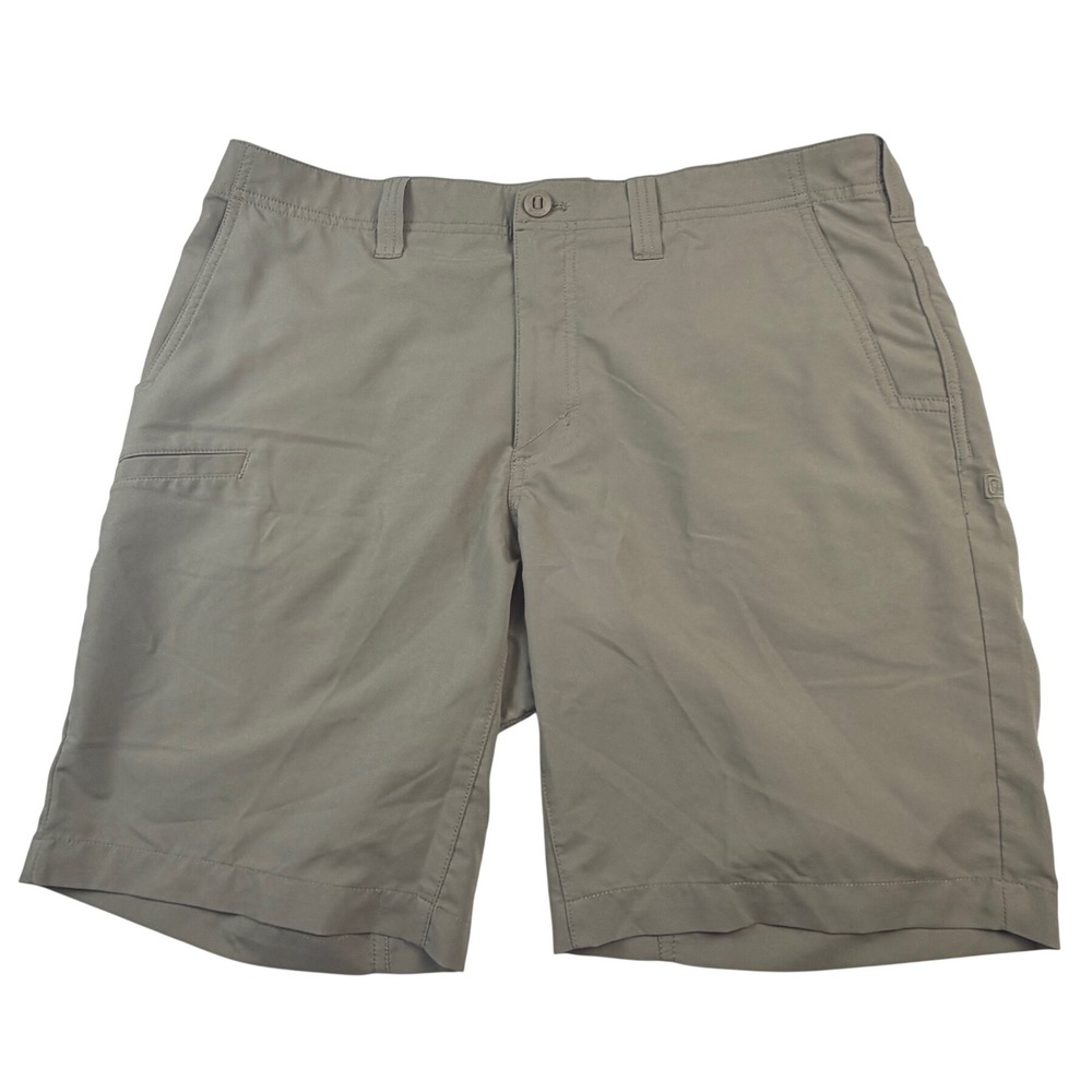 5.11 Tactical Mens Shorts Khaki Tan Polyester Flat Front Utility Pockets Size 36